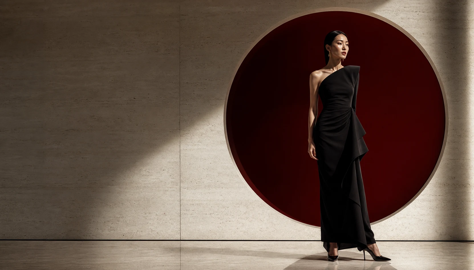 Collection 01 / Red Moon — AI-generated ENORA TOKYO campaign study